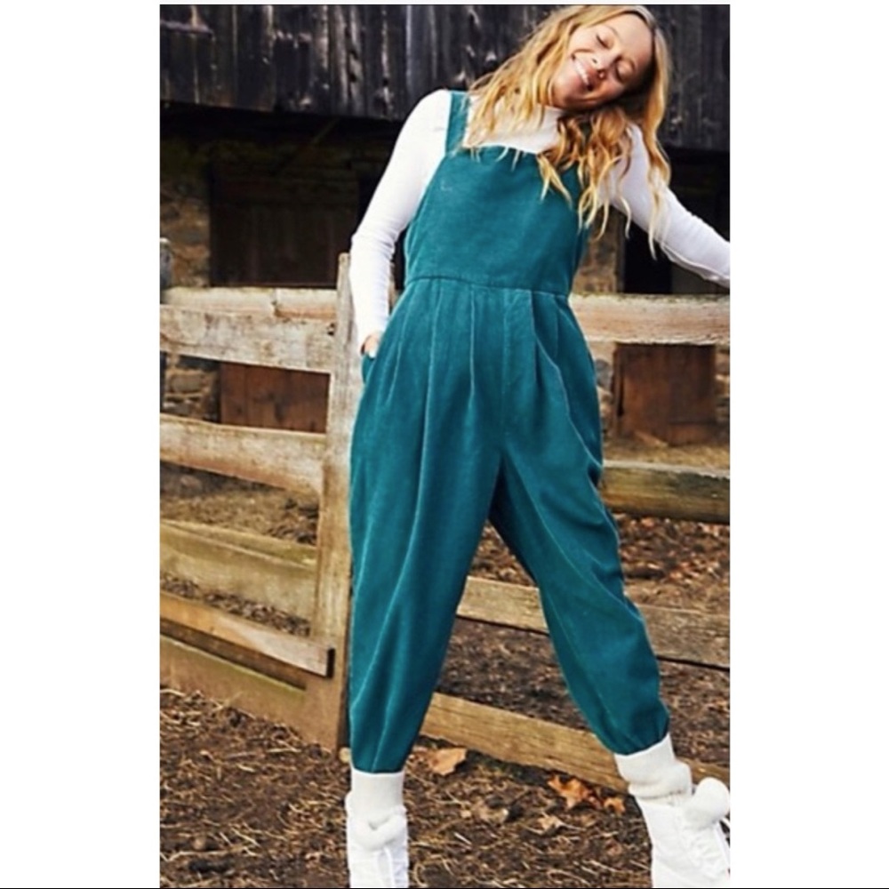 Free People Teal Corduroy Jumpsuit XS